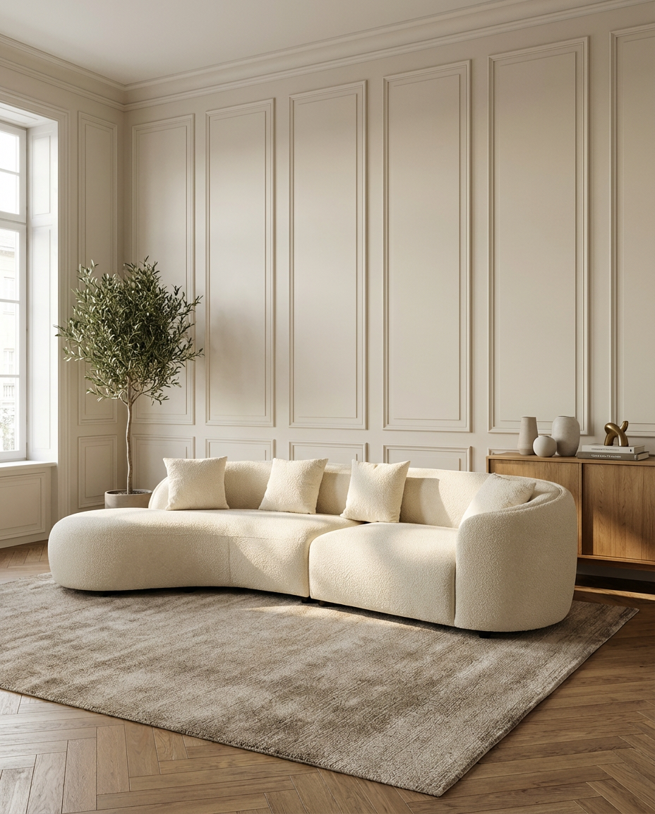 Japandi-Sofa mit organischen Formen | Mokani